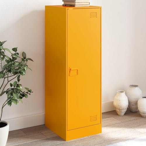 MOBCANT Sideboard, Schuhschrank Küchenunterschränke Schränke Barschrank Geeignet für Wohnbereich Schlafzimmer Küche Korridor Senfgelb 34,5x39x107 cm Stahl