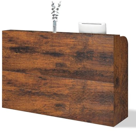 EECVKKY Empfangstheke Holz – Moderner Empfangstresen für Büros, Hotelrezeptionen, Salons, Ladenlokale, Firmenhallen Verbranntes Holz 60×50×110cm
