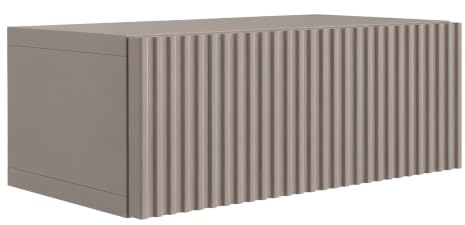 3xE Living Table de Chevet Suspendue 40 cm, façade cannelée, Taupe, 40 x 20 x 16 cm