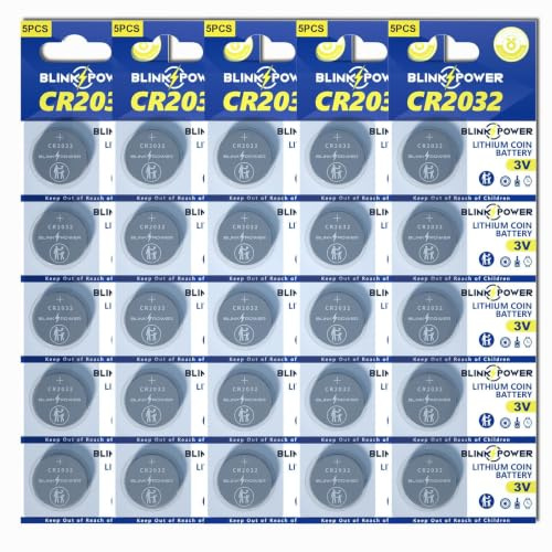 Blinkspower CR2032 Lithium-Batterie 3V, 25er-Pack, kindersicher und besonders langlebig für AirTag und Autoschlüssel