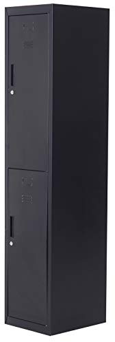 Vinsetto Armoire à casiers à 4 Niveaux, casier vestiaire métallique avec 2 Portes verrouillables à 2 clés, Tringle de Suspendre, Armoire de Rangement de Bureau, Garage, école, 38 x 46 x 180 cm, Noir