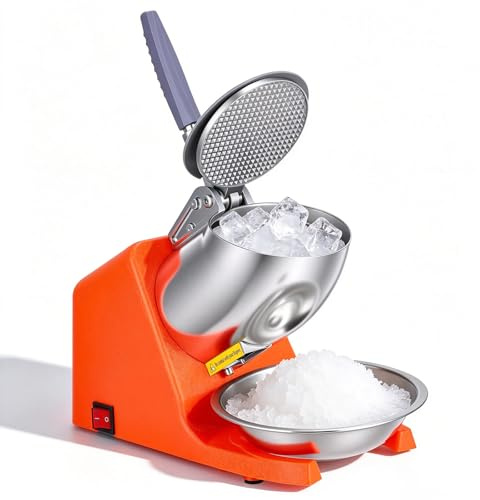 500W Ice Crusher, 143LBS/Hr High Output Ice Shaver with Double Blades, Electric Snow Cone & Frozen Drink Maker for Home, Bar and Commercial Use