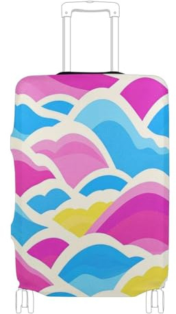 voucong Fundas elásticas grandes para maleta, fundas esenciales de viaje, ajuste de 45,7 a 81,3 cm, estilo japonés retro colorido, Onda colorida retro japonesa, M 22-24 in, Clásico