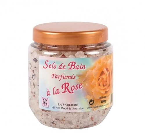 TERRE DE ROSE - Sels de bain à la rose 450g - produits artisanaux français - made in France - cosmétiques naturelles - 100% d'origine végétale - douceur et naturel