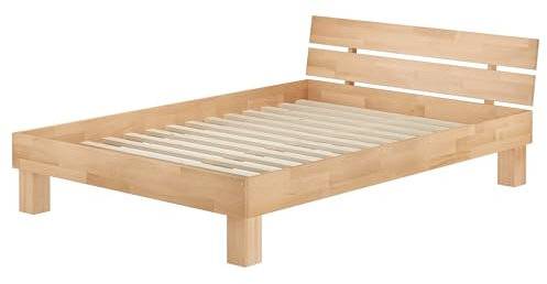 Doppelbett Buche Natur 160x200 Massivholz Ehebett Rollrost Holzbett 60.80-16