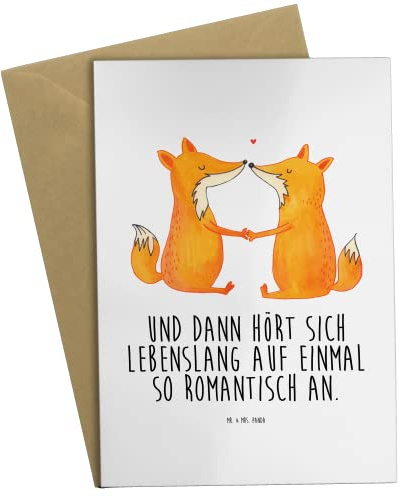 Mr. & Mrs. Panda Grußkarte Füchse Liebe - Geschenk, hochzeitskarten, Liebespaar, Fuchs, Ehefrau, weihnachtskarten, Grußkarten, osterkarte, Partner, einladungskarten