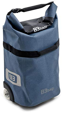 B&W bike.cases Fahrradtasche B3 bag (Farbe jeans, mit 2 Rollen + Teleskopgriff, robustes Material, wasserdicht, max. Zuladung 15 kg) 104996