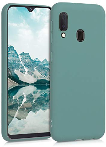 kwmobile Hülle kompatibel mit Samsung Galaxy A20e Hülle - weiches TPU Silikon Case - Cover geeignet für kabelloses Laden - Blaugrün