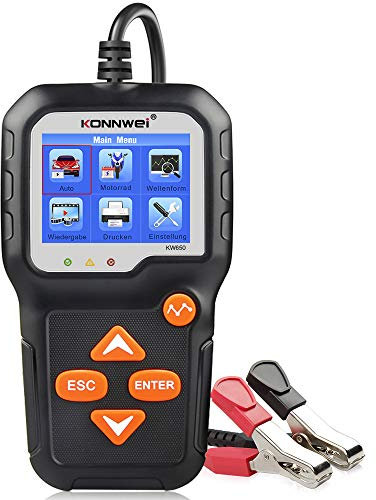 KONNWEI KW650 6V 12V KFZ Batterietester Ladesystem Analysator Farb-LCD-Display Lichtmaschine Batterieladetester für Motorrad-LKW SUV-Bootsjachtbatterien