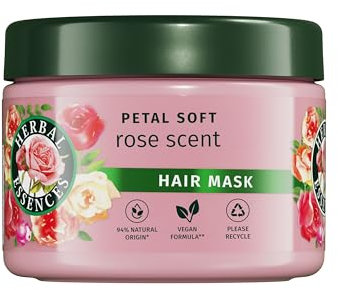 Herbal Essences Douceur Masque Parfum Rose 500ml Aide à Rendre les Cheveux Soyeux et Hydratés. Mélange d'Ingrédients d'Origine Naturelle* et d'Essence de Rose, Végan et non Testé sur les Animaux