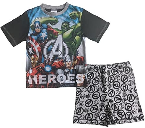 Marvel Avengers Iron Man, Captain America, the Hulk, Thor Short Boys Pyjamas 4-5 Years Black