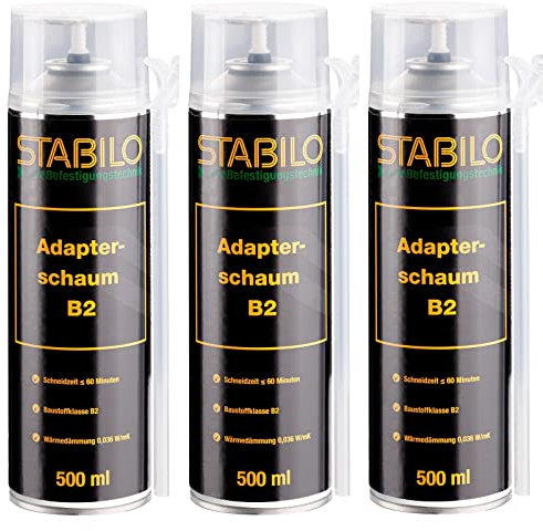 3x Adapterschaum B2-500ml | Montageschaum, Bauschaum, PU Schaum, Füll- und Dämmschaum | 3 Stück