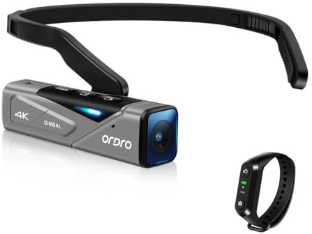 HUIOP EP7 Head Wearable 4K 60fps Cámara de Video Vista en Primera Persona Videocámara Manos Libres Control de la aplicación Enfoque automático Gimbal de 2 Ejes Incorporado vibración con Control