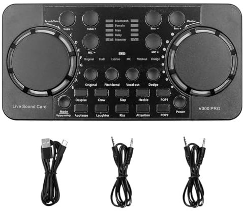 V300 Pro Live Streaming Sound Card Bluetooth 4.0 Noise Reduction Live Broadcast Sound Card Audio Mixer for Live Streaming Re-Cording Singing