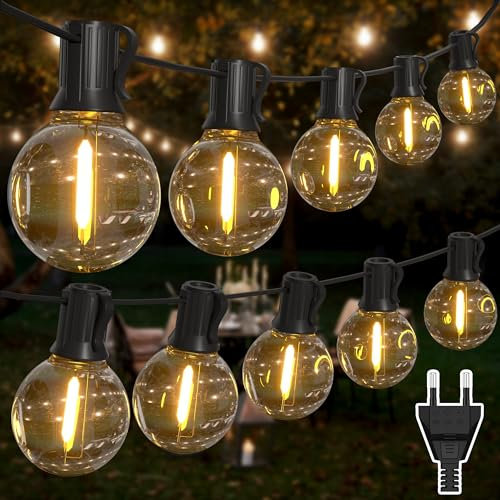 Heinstian Catena Luminosa Esterno LED, 100FT / 30M Luci da Esterno Giardino Giallo Caldo, G40 Catena Luci Esterno con 50+2 Lampadine luci led esterno Impermeabile IP45 Lucine Da Esterno Giardino