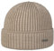 Stetson Parkman Mütze - Strickmütze Damen/Herren - Wintermütze aus 100% Merinowolle - Made in The EU - One Size 54-62 cm Umschlagmütze - Wollmütze Herbst/Winter - Rippmütze beige-meliert One Size
