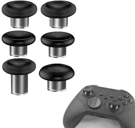 6-in-1 Metall-Thumbsticks Ersatz für Xbox Elite Serie 2 Controller, Thumbsticks für Elite Series 2 Core Controller, Elite Series 2 Controller, Ersatz Thumbsticks (Schwarz)