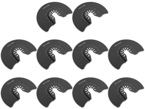10Pcs 3-1/2'' Oscillating Saw Blades Semicircular Saw Blade High Carbide Oscillating Multi Tool Blades Quick Release Hybrid Vibrating Blade Kit for Cutting Wood Plastic Metal (10pcs)