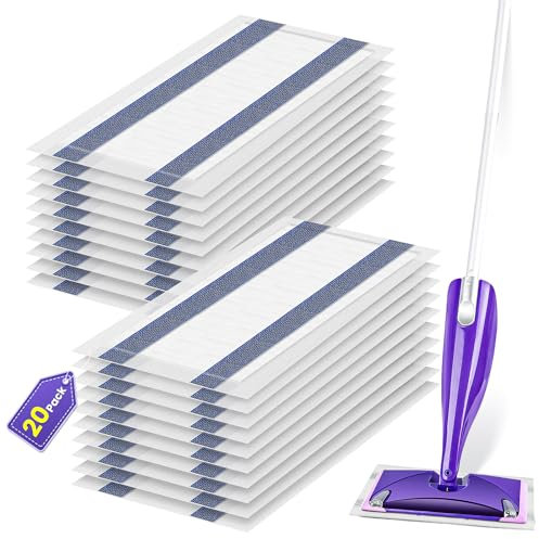 Sdivner 20 Pack Mop Refill Pad for Flash Powermop, Microfiber Mop for All floors Cleaning, Disposable Mops Efficiently Absorb Water and Powerful Stain Removal