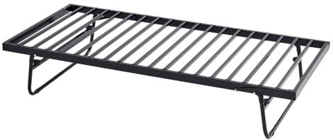 Generisch Ausziehbett 90x185 cm mit Rollen, Stabiles Metallbett mit Lattenrost, Stauraum unter dem Bett, ideal als Gästebett oder für kleine Räume, Schwarz