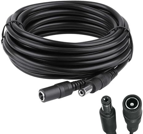 TIFFORA 3m/5m/10m 2.1 x 5.5mm DC Male to Female Power Supply Extension Cable 12V for CCTV Security Cameras, LED Strips, Routers (Black, 3 Meter)