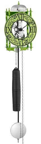 Hermle Mechanische Skelettuhr mit Metallräderwerk Skelett Pendelwanduhr Grün 8-Tage Laufwerk Glockenschlag 62cm- 71016-W90711