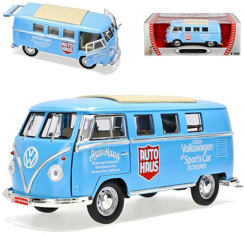 Generisch Volkwagen Buli T1 Bus 1962 AutoHaus Blau Sports Car 1/18 Yatming Modell Auto