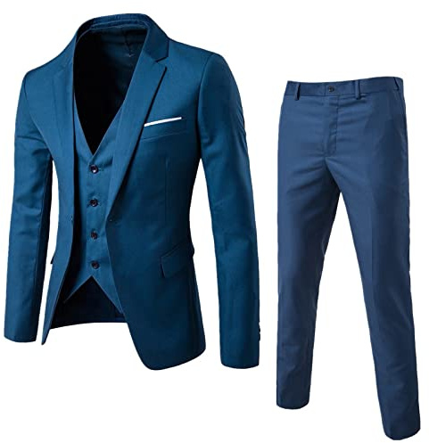 Generisch Traje de hombre de tres piezas Slim Fit Business Set para bodas eventos elegantes con chaqueta chaleco pantalones