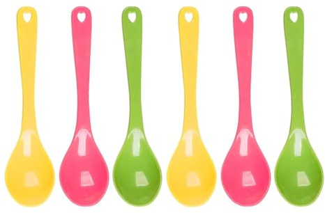 24 Pcs Colorful Plastic Ice Cream Spoons, Reusable Plastic Dessert Spoon Washable Tea Spoons,Party Cutlery,Mini Spoon for Indoor and Outdoor Parties,Home,School,Office,Picnics,Camping