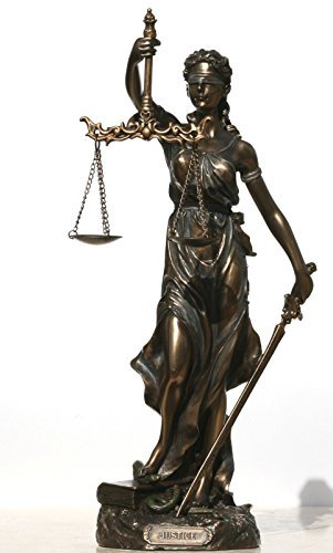 Goddess of Justice Themis Lady Justica Statue Sculpture Figurine Bronze Finish 11.8 inches- 30cm