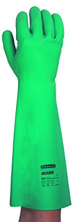 Kimberly Clark 25623 Jackson Safety G80 - Guantes de nitrilo resistentes a los productos químicos con puño largo (45 cm, 12 unidades), color verde