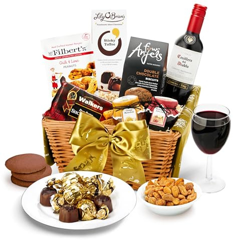 Windermere Red Wine Hamper - Luxury Merlot Gift Set with Gourmet Chocolates, Shortbread, Chilli Peanuts, Jam, Marmalade - Food and Red Wine Gifts for Birthdays and Celebrations, from Regency Hampers