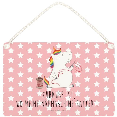 Mr. & Mrs. Panda Deko Schild Einhorn Näherin DIN A5 - Geschenk, Einhorn Deko, Wanddeko, Häkeln, Einhörner, Tür Schild, Dekoschild, Unicorn,