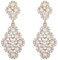 Clearine Perle Ohrclips ohne Ohrlöcher Kristall simulierte Elegant Vintage hohlen Kronleuchter baumeln Clips on Ohrringe Klar Gold Ton