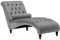 Beliani Moderne Chaiselongue in Hellgrau aus Samtstoff Muret