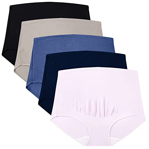 Mama Cotton Schwangerschaftshöschen für Damen mit hoher Leibhöhe, vollständige Bedeckung, Schwangerschaftsunterwäsche in Mehrstückpackung, Größe S - 4XL, 4XL