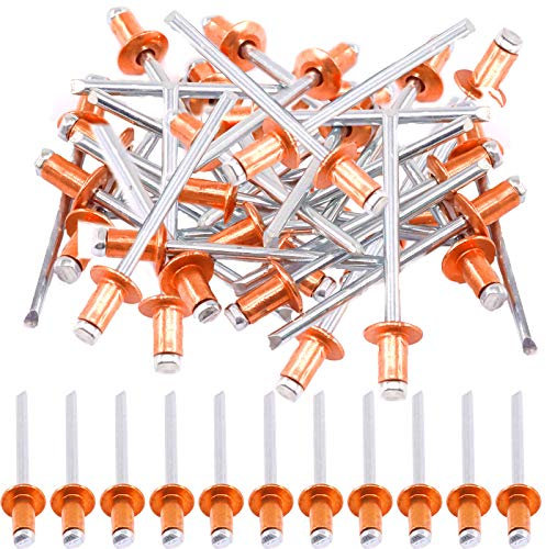 Hilitchi Dome Head Red Copper Blind Rivets Self-Plugging Open End Dome Head Decorating Fastener Nails Pop Rivets Core(4x8mm-50PCS)