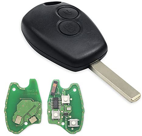 Heart Horse Coque de Clé Rechange Télécommande de 2 Boutons, Boitier Clef Télécommande Etui pour Re-Nault Clio 3 Kangoo 2 Modus Master Twingo Coque Clef Telecommande AVCE 433Mhz PCF7947 Chip