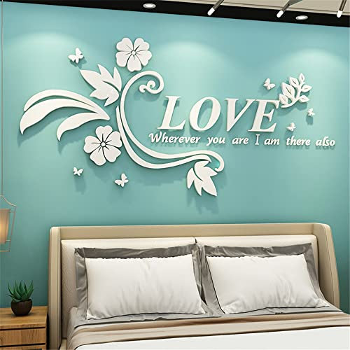 Wandtattoo LOVE 3D Wandaufkleber Sticker DIY Wandsticker Wanddeko Deko für Schlafzimmer Wohnzimmer Sofa Hintergrund Art Home Deco Puzzle Handgefertigt im Innenbereich Dekoration (L, Weiß)