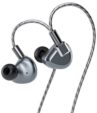 Letshuoer S12 in-Ear Earphone14.8mm Planar Magnetic Driver in Ear Monitors HiFi Wired Headphone with Detachable 2Pin Silver-Plated Monocrystalline Cable for Audiophile Musician(3.5mm, Grey)