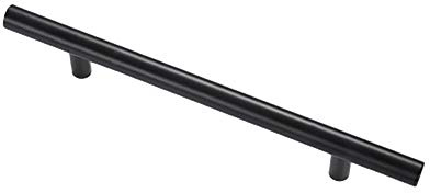 Black Round Handle Brushed Handle Drawer Cabinet Wardrobe Kitchen Door Windows Pull Handle 450mm Length (Hole Centers 288mm)