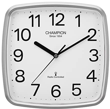 Amms Compacted MSF Signal Radio Controlled Square Cased Quartz Wall Clock (Silver) (RC652BLK)