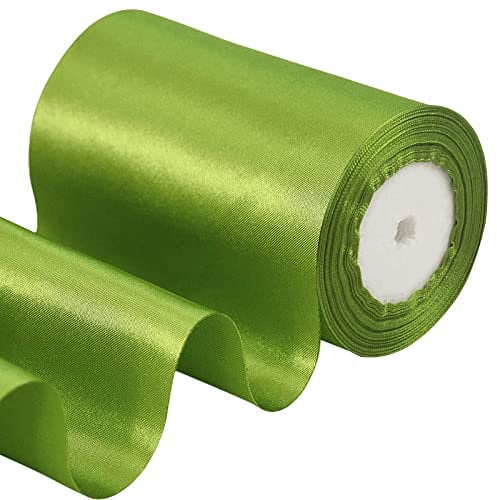 POPOYU 23m Geschenkband Olivgrün Breit,Satinband 10cm Breit,Geschenk Schleife XXL,Breites Band Olivgrün,Riesen Geschenkschleife,Geschenkschleife Auto xxl für Verpacken von Geschenken Weihnachten