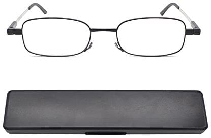 Mcoorn Lesebrille Dünn Flach für Damen Herren mit Etui, Mini Lesehilfe Tasche für Unterwegs, Dioptrien +2,0