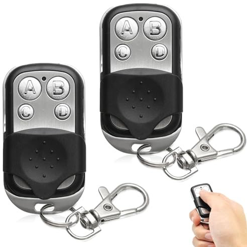 Palwin 2 Pezzi Telecomando Cancello, Telecomandi 433.92 MHz, Telecomando Clonazione Trasmettitore Manuale Compatibile Codice Fisso per Porta Garage, Porta Automatica Universale
