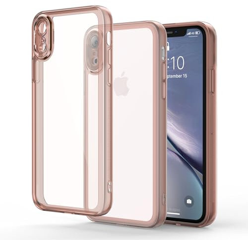 Honeyview Colored Clear Case for iPhone XR with Matte Border, Non-Yellowing, Shockproof, Armour Phone Cover for Apple iPhone XR - Pink