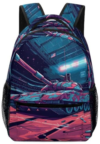 VesFy Coole Panzer Rucksack Kriegswaffen Ranzen BüChertaschen Buchtasche RucksäCke FüR Grundschule Mittelschule Gymnasium One Size