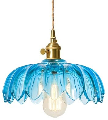 LIGKIN Suspension Luminaire en Verre Rétro Lustre à Fleur Créative Plafonnier E27 Abat-jour en Verre Lampe à Suspension pour Salon Chambre à Coucher Salle à manger