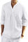 YAOBAOLE Grandad Shirts for Men UK Mens Linen Shirt Henley Linen Shirts Men White L