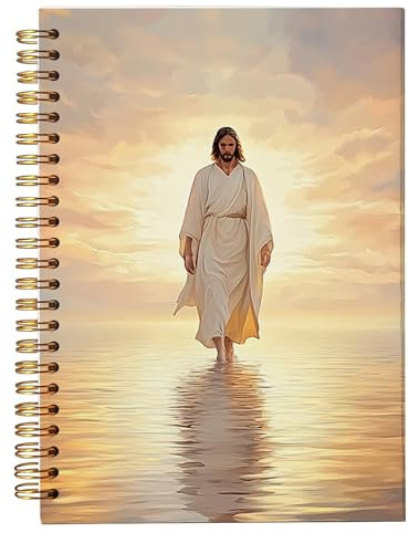 bitCNY Spiral-Notizbuch, Jesus Walking on Water, christliches Bibel-Tagebuch für Damen und Herren, christliches Geschenk für Frauen, Bibeljournaling-Notizbücher für Notizen, 14 x 21 cm